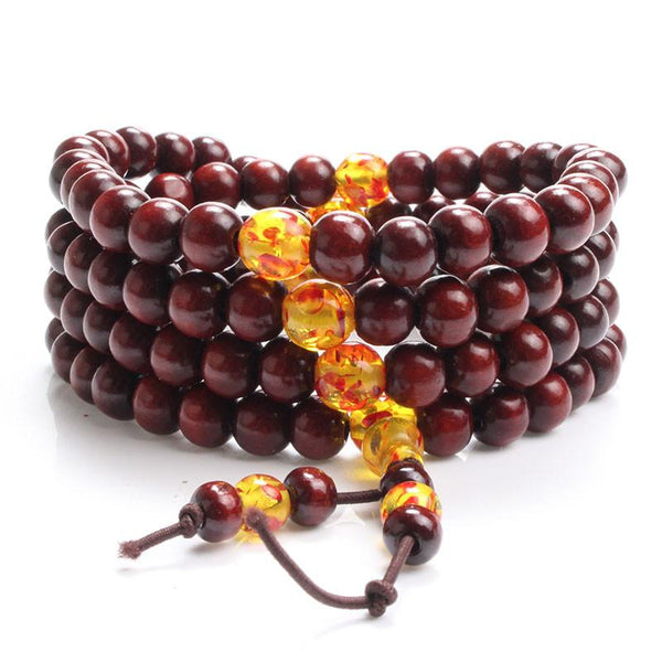 Natural Sandalwood 108 Bead Mala Bracelet