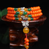 Orange Chalcedony 108 Bead Mala Necklace