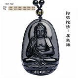 Black Buddha Obsidian Amulet