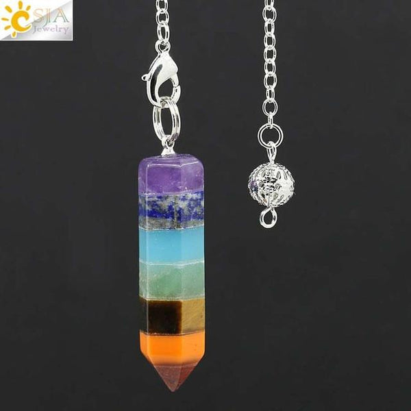 7 Chakra Natural Gem Stone Layered Pendulum
