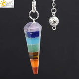 7 Chakra Natural Gem Stone Layered Pendulum