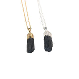 Gold/Silver Dipped Black Tourmaline Pendant