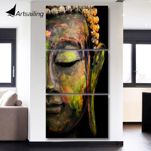 HD printed 3 piece canvas wall art Buddha
