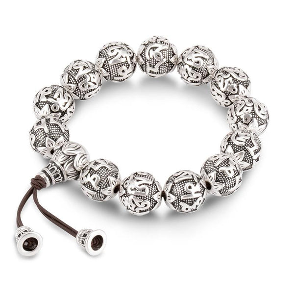 Silver Plated Tibetan Buddhism Mantra Bracelet