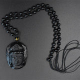 Natural Black Obsidian Buddha Pendant