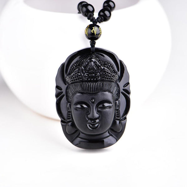 Natural Black Obsidian Buddha Pendant