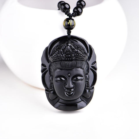 Natural Black Obsidian Buddha Pendant