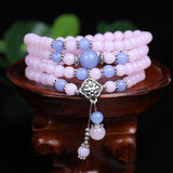 Chalcedony 108  Bead Bead Mala Necklace