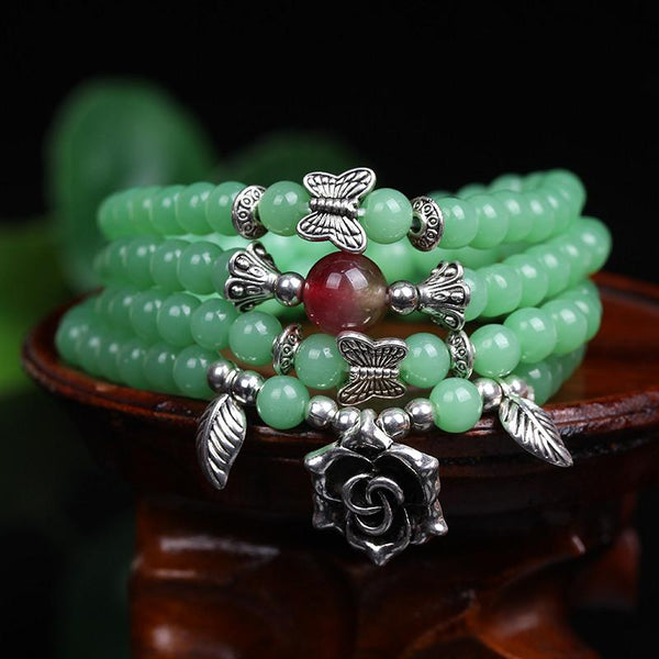 Green Chalcedony 108 Bead Mala Necklace