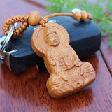 Handmade Wood Carving Buddha Keyring