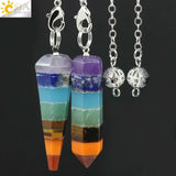 7 Chakra Natural Gem Stone Layered Pendulum